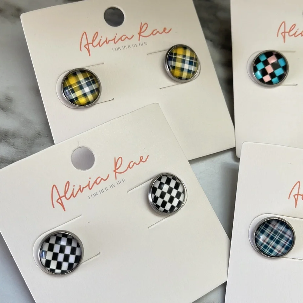 Alivia Rae Checkered Earrings Set - Multicolor - Picture 2 of 4